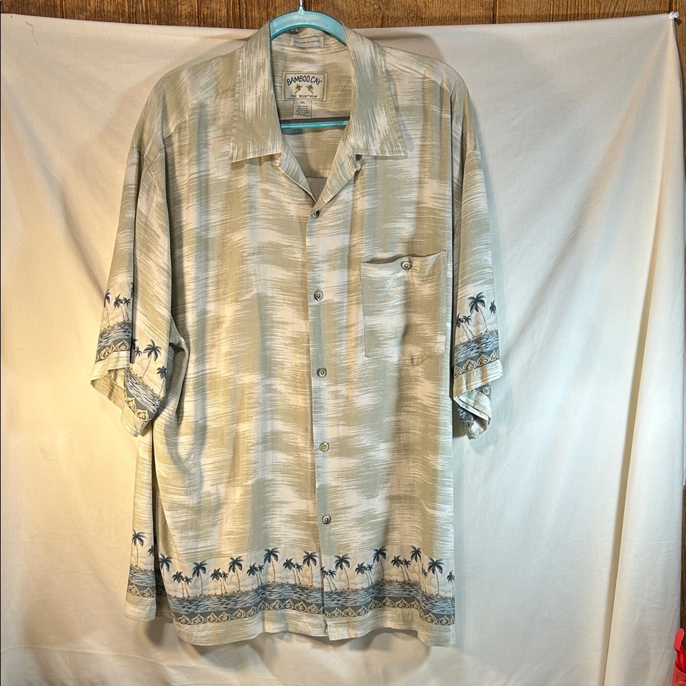 Bamboo Cay Men’s Tan Palm Tree Casual Shirt